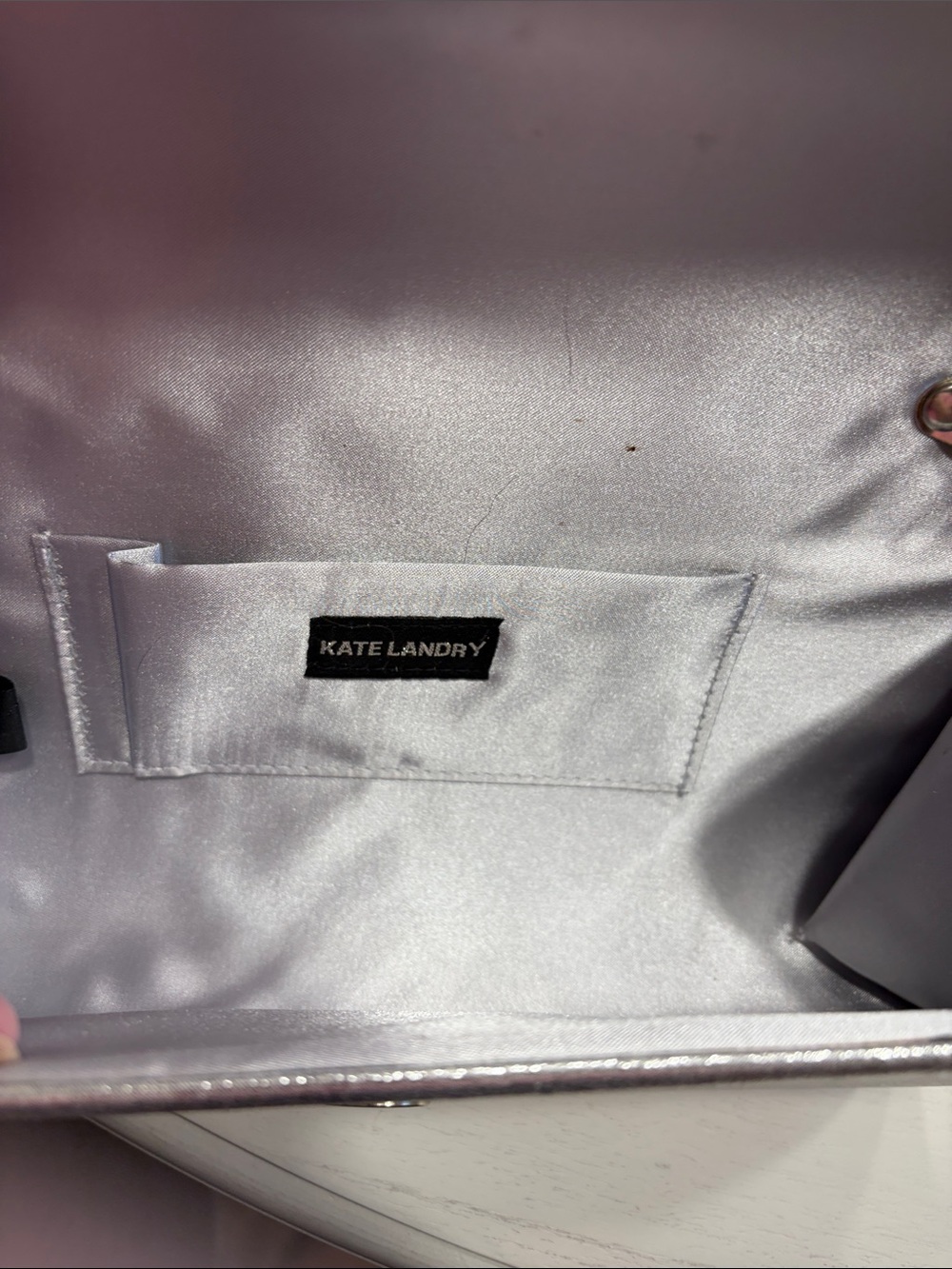 Kate Landry Iridescent Crystal-Embellished Silver Evening Clutch - Picture 4 of 4